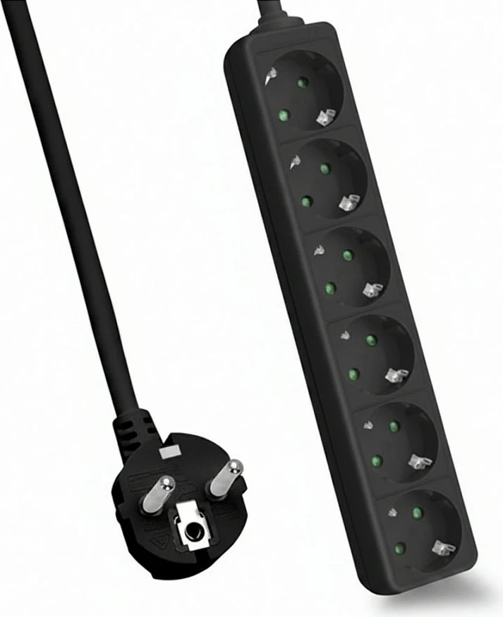Zgjatues rryme Helos Classic, 6 priza, 1.5 m, me switch, i zi