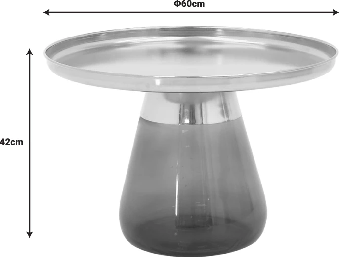 Tavolinë kafeje Kunlo Inart krom i artë-xham i zi D60x42cm