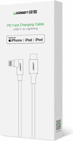 Kabllo spiral USB-C në Lightning UGREEN MFi 60764 1.5m 18W e zezë, box