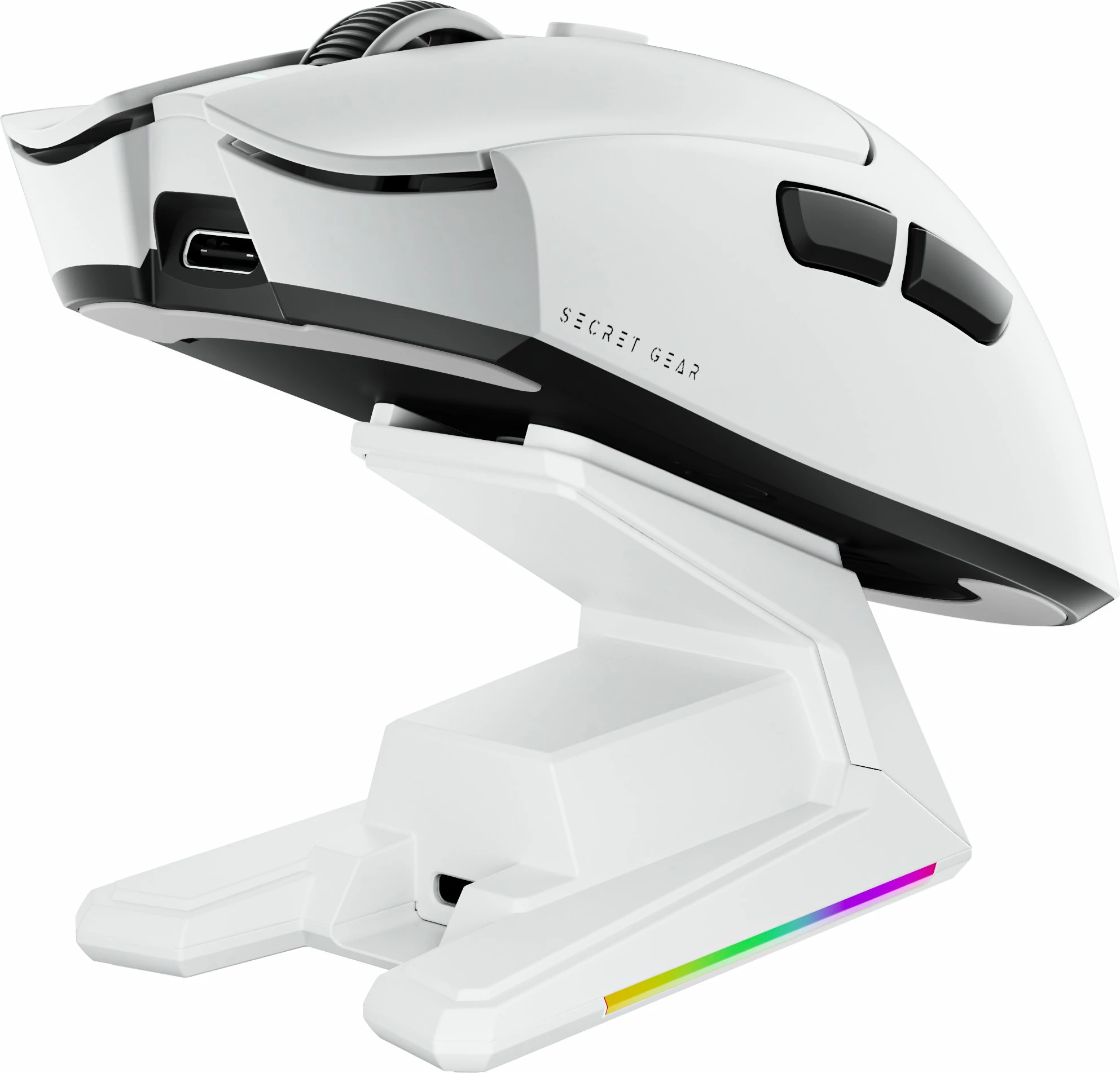 Maus gaming Secret Gear ZX1 (GEAR-Z-ZX1-WH) 26000 DPI, 8K, Wireless/USB/Bluetooth, RGB, i bardhë