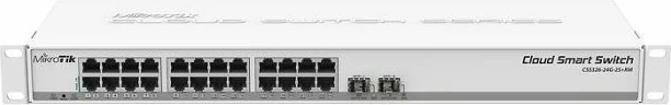 Switch Mikrotik CSS326-24G-2S+RM, 24x Gigabit, 2x SFP+ 10Gb, 1U Rackmount, i bardhë
