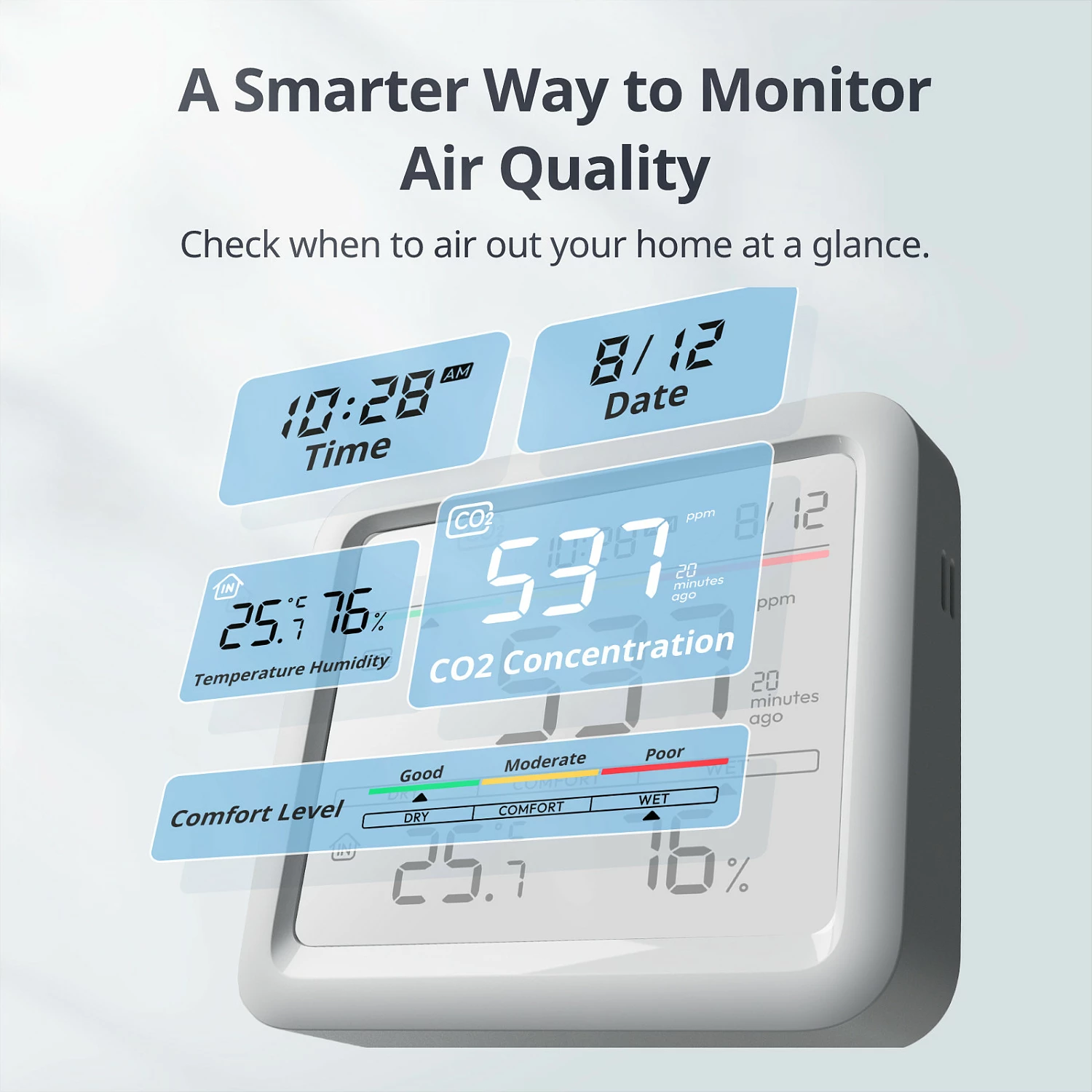 Monitor CO2 SwitchBot Meter Pro, LCD, termometër & higrometër, 400-9999 ppm, i bardhë