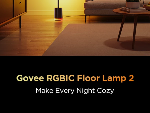 Lampë dyshemeje smart Govee Floor Lamp 2 RGBICWW, E zezë