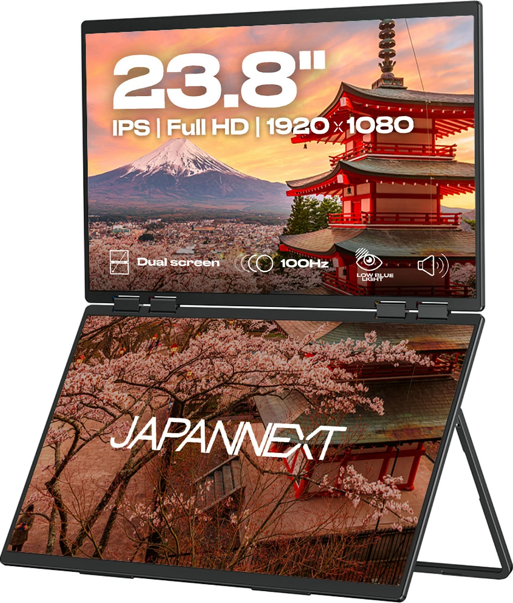 Monitor portativ dy-ekranësh JAPANNEXT JN-DMD-IPS238F-C4, 23.8", IPS, Full HD 1920x1080, 100Hz, i zi