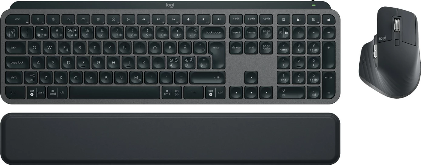 Set tastierë dhe maus Logitech 920-010931, Wireless, RF Wireless + Bluetooth, QWERTY, LED, Grafit