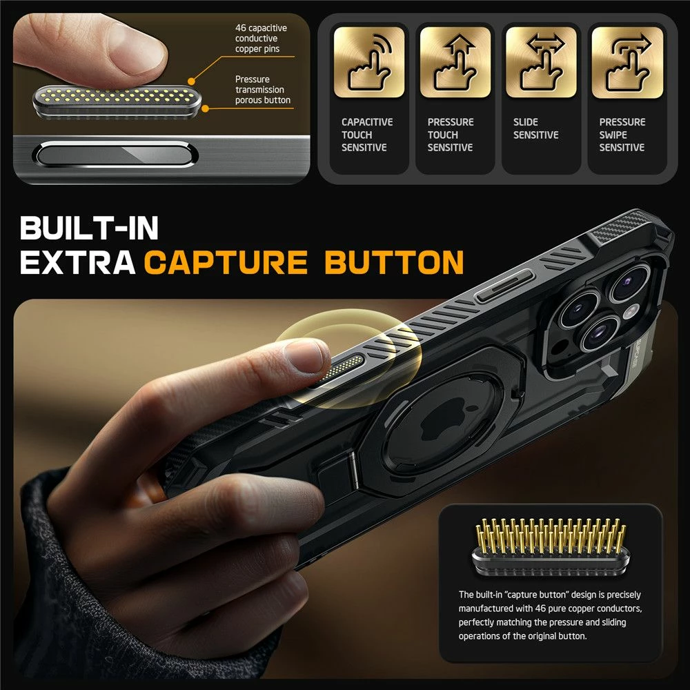 Mbështjellës Supcase UB Grip Mag me MagSafe për iPhone 16 Pro, i zi