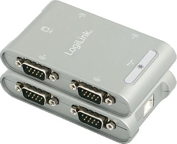 Adapter USB LogiLink USB to 4x Serial, 4x DB9 RS-232, ngjyrë argjendtë