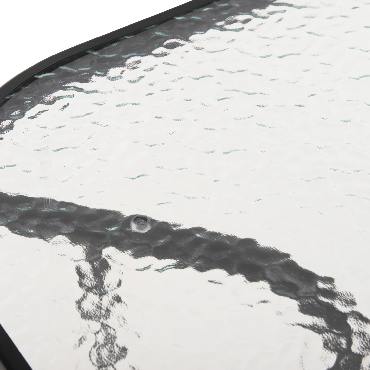 Tavolinë metalike për jashtë ADAM, e zezë me sipërfaqe xhami të forcuar, 120x70x70H cm