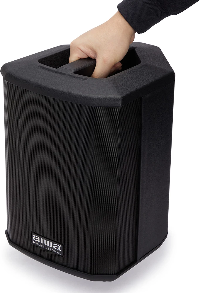 Altoparlant portativ aktiv Aiwa AX-1PRO 100W RMS Bluetooth 5.0 me bateri, mikser 3-kanalësh me reverb, TWS, 6.5\" woofer, i zi