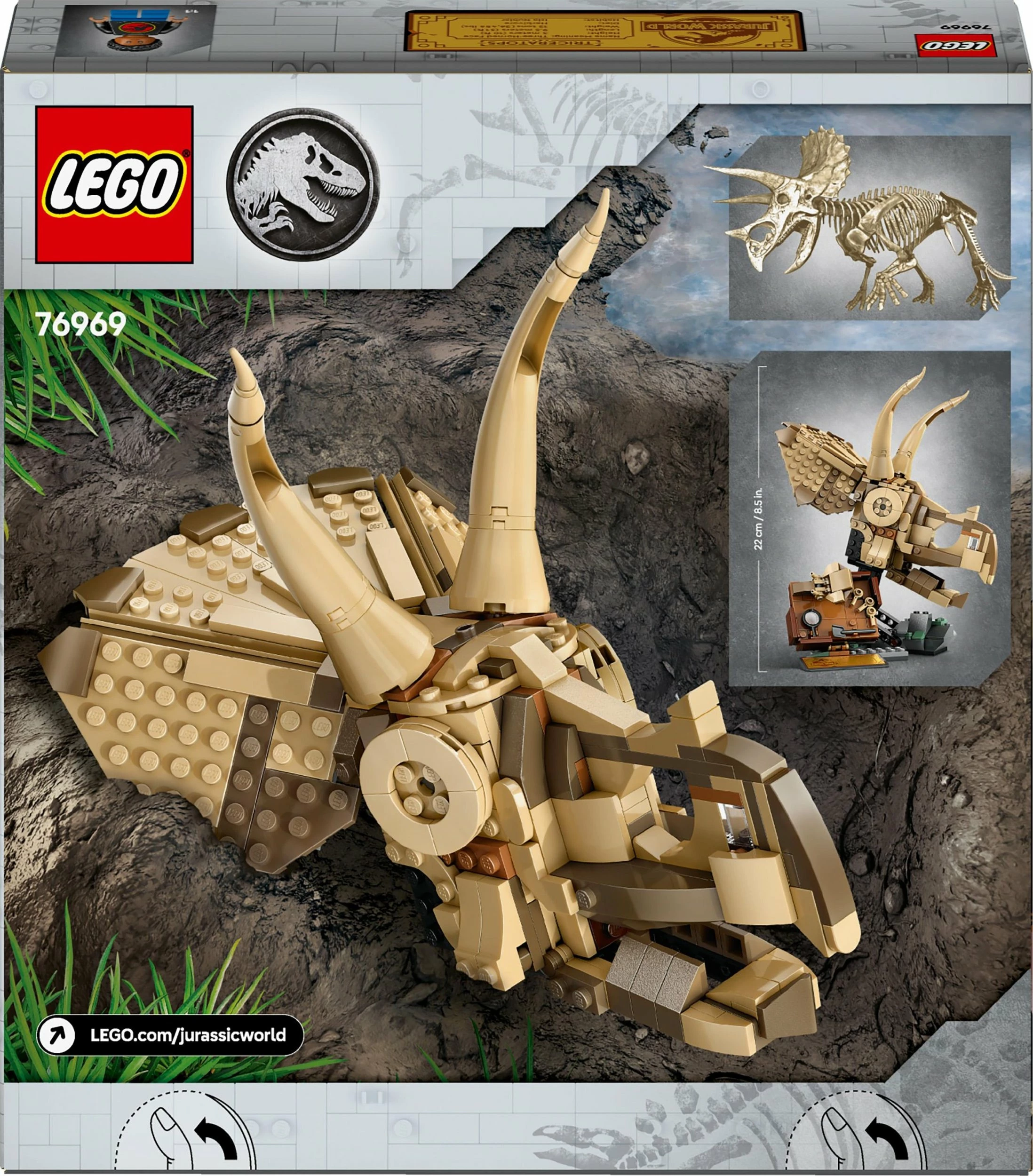 Set LEGO 76969 Jurassic World Triceratops Skull, 468 pjesë