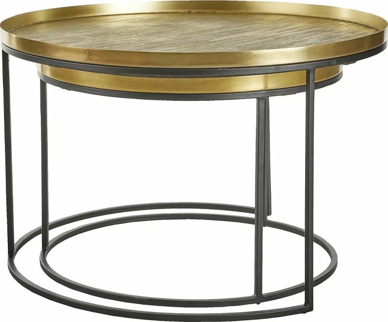 Set tavolinash kafeje Totale, 2 copë, ngjyrë bronzi antik dhe e zezë, 76x76x43.5