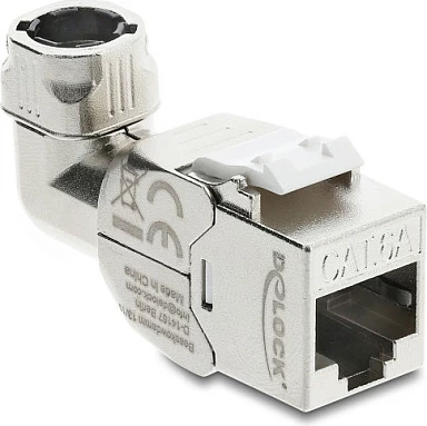 Modul Keystone DeLOCK RJ45 Cat6A, LSA pa vegla, 90° i anuar, shielded, AWG 22/24, Argjendtë/Bardhë