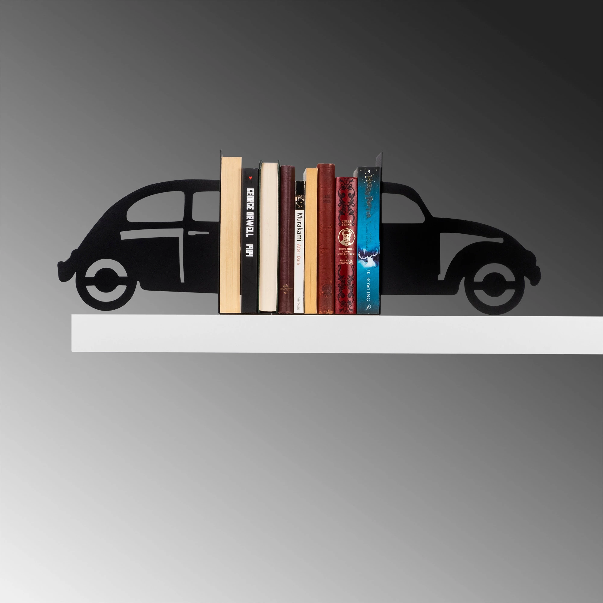 Mbajtëse librash metalike, dizajn Aberto, ngjyrë e zezë, 35x14x22cm