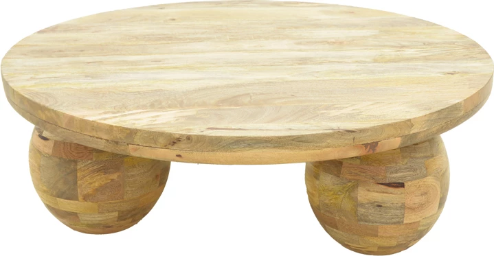 Tavolinë kafeje Fedena, dru mango i fortë, ngjyrë natyrale, D90x30cm