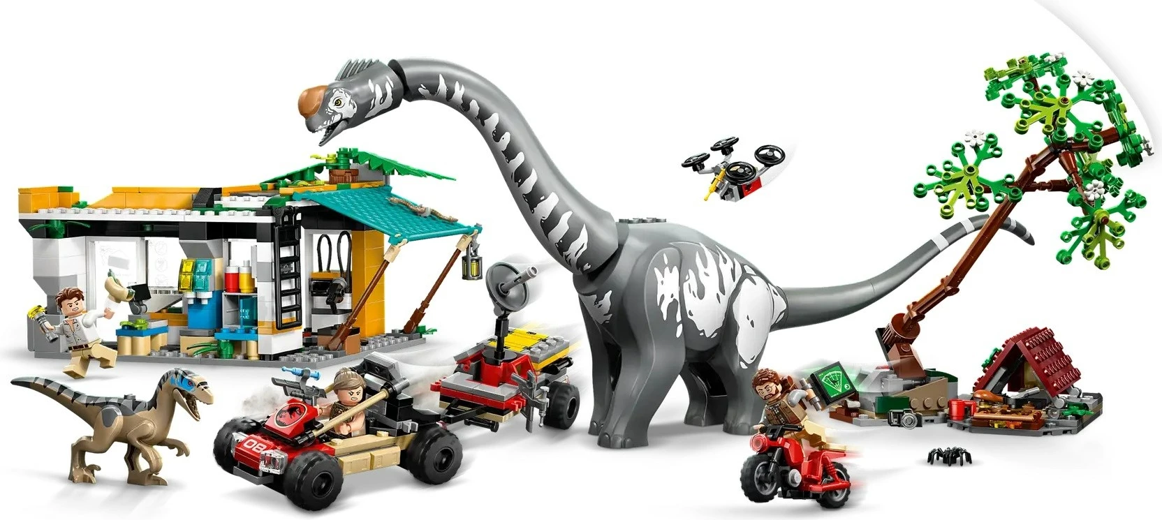 Set lodrash LEGO Jurassic World 76973, Raptor & Titanosaurus Tracking Mission, 3 minifigura, për fëmijë 7+