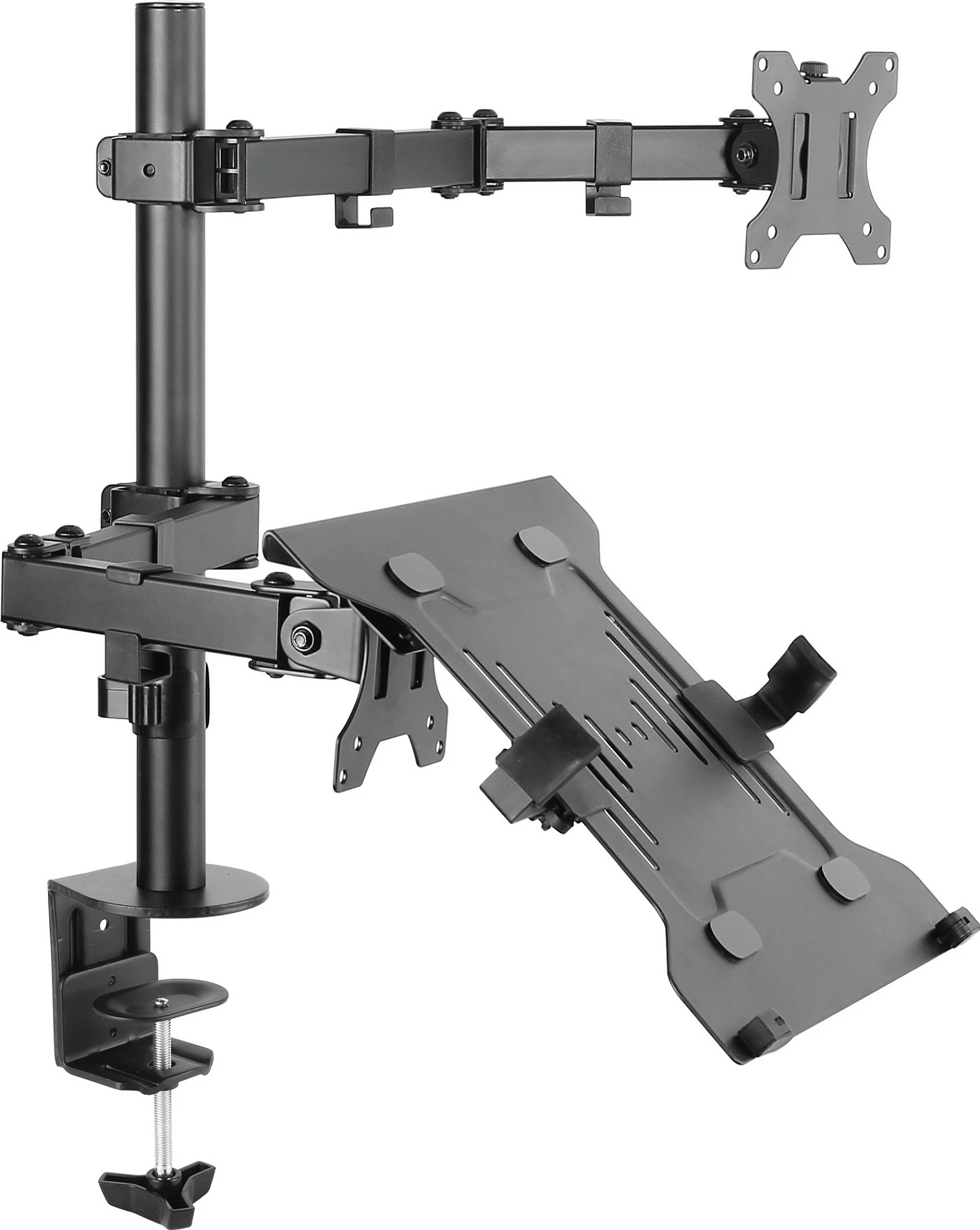Mbajtës tavoline për monitor dhe laptop EQUIP, Dual Arm, 13"-32", VESA 75x75/100x100, 16 kg, i zi