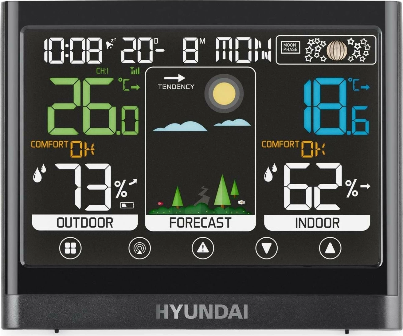 Stacion moti Hyundai HY-WS2450, ekran i ndriçuar, sensor wireless, zi