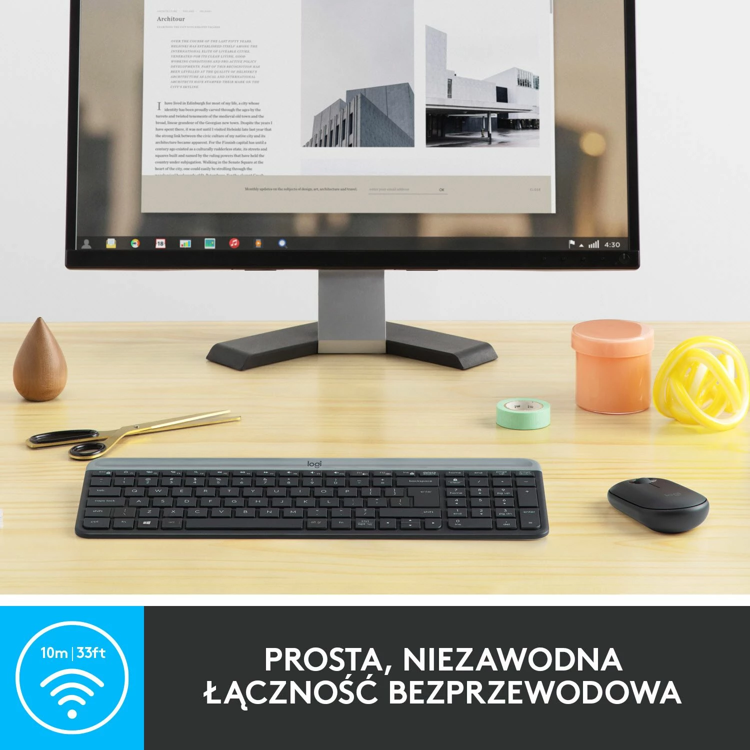 Set tastierë + Maus wireless Logitech MK470 Slim 920-009204, 2.4GHz receiver USB, US layout, gri