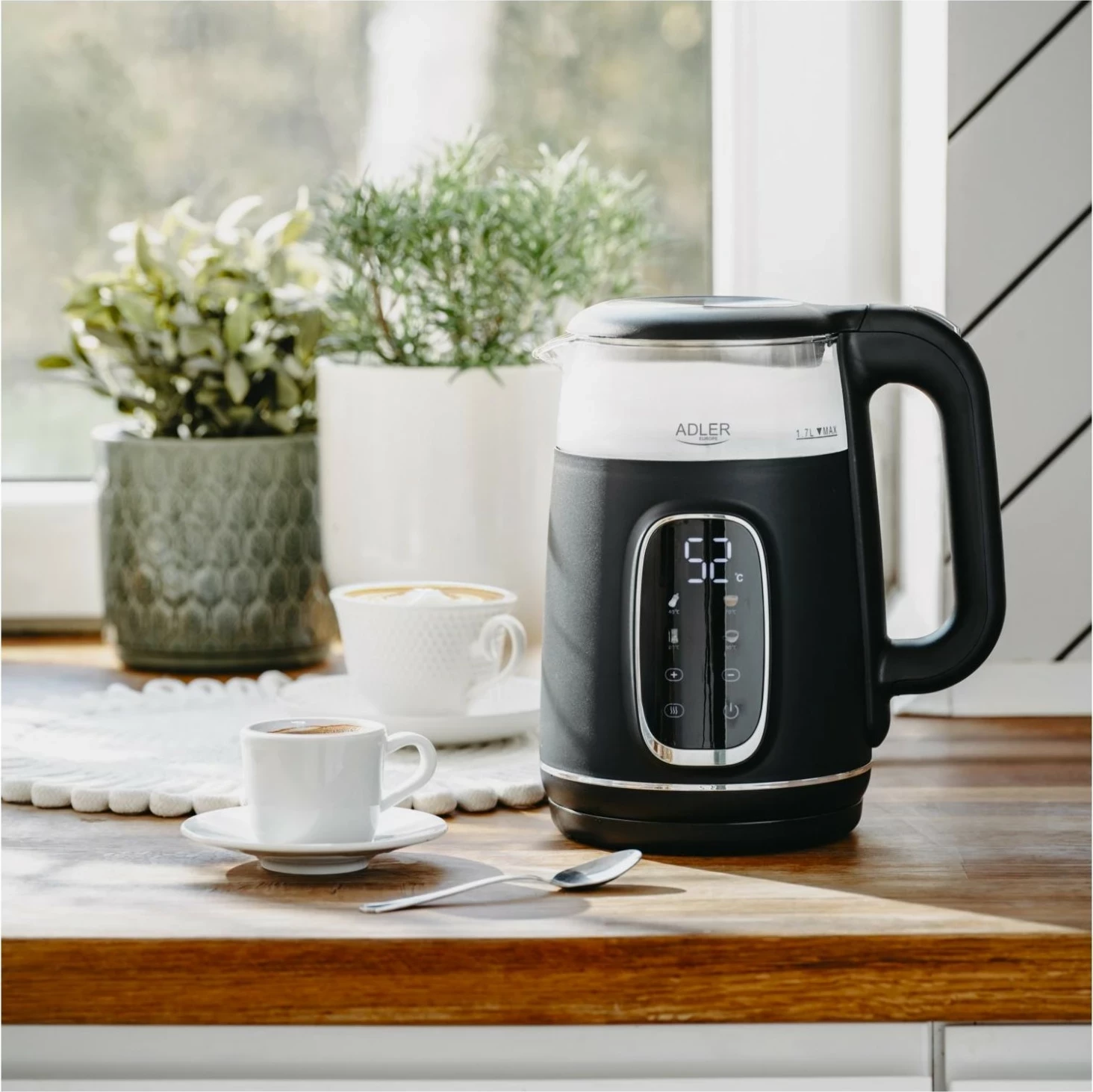 Çajnik elektrik Adler AD 1305, 1.7L, 2200W, zi-e-argjendtë