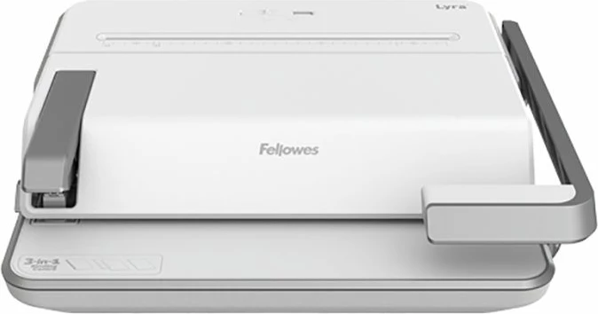 Makinë lidhëse dokumentesh Fellowes Lyra 3-në-1 5603101, krehër plastik 300 fletë, shpuarje 20 fletë, krehër deri 38 mm, manuale, gri/bardhë, set 1000 kapëse