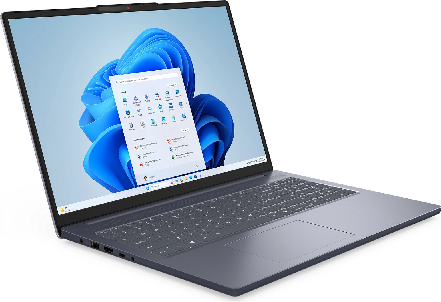 Laptop Lenovo IdeaPad 3 Slim, Ryzen 7, 16GB RAM, 512GB SSD, 16" WUXGA, FreeDOS, Luna Grey