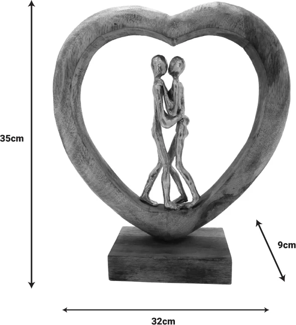 Dekorim tavoline zemër Vrame Inart dru mango-alumin 32x9x35cm