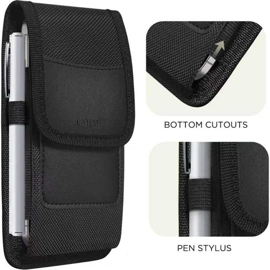 Mbështjellës për celular Tech-Protect SM85 për 5.8-6.8", najlon, me kapëse rripi dhe karabinë, zi, 1 copë