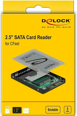 Adapter CFast në SATA DeLOCK 91750, hot-swap, internal, 70x100x8 mm, gri