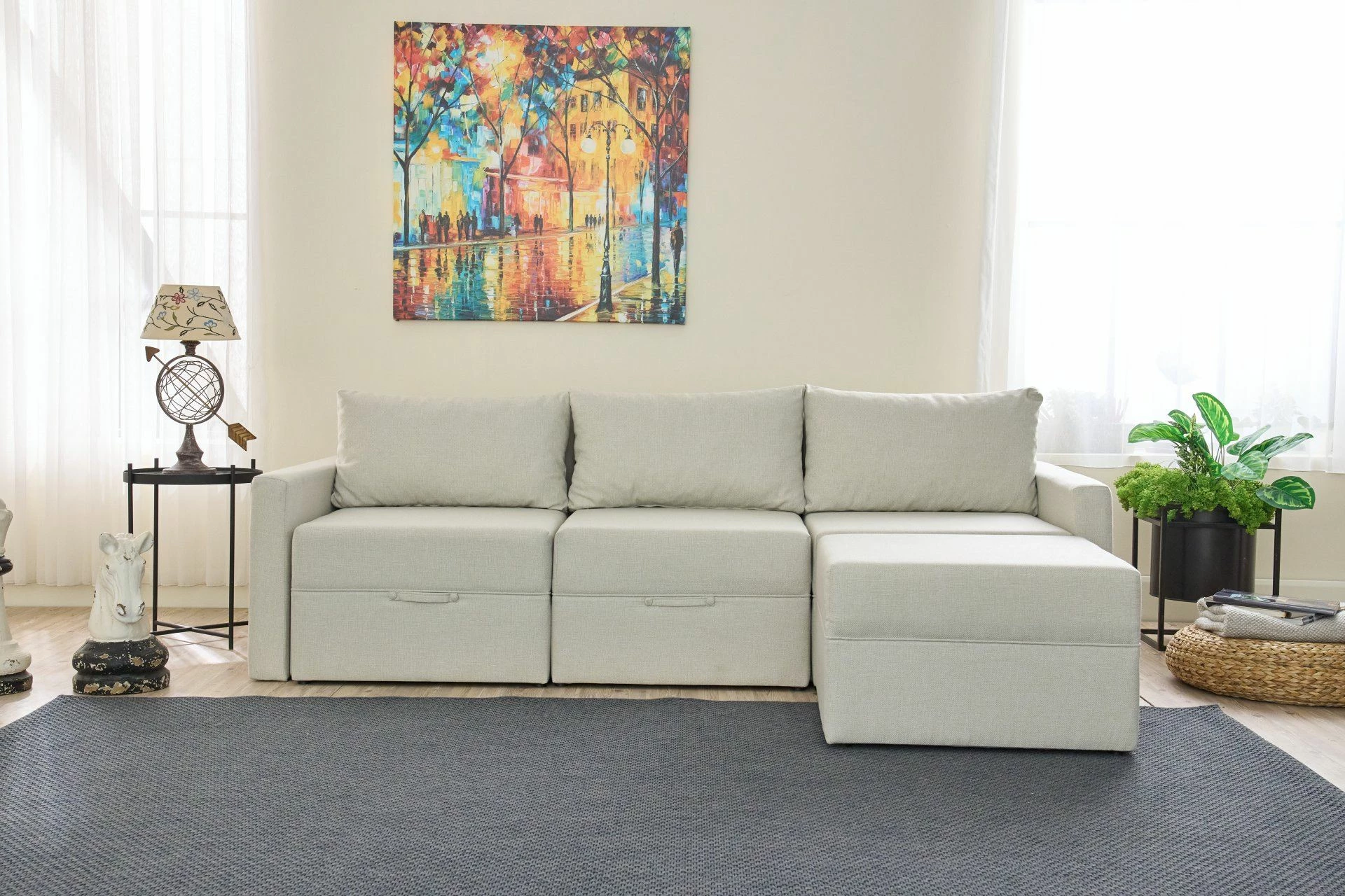 Kënd-sofë krevati Atelier del Sofa, Saros, krem