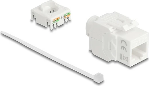 Modul Keystone RJ-45 DeLOCK 90722, Cat6a, U/UTP, LSA, i bardhë