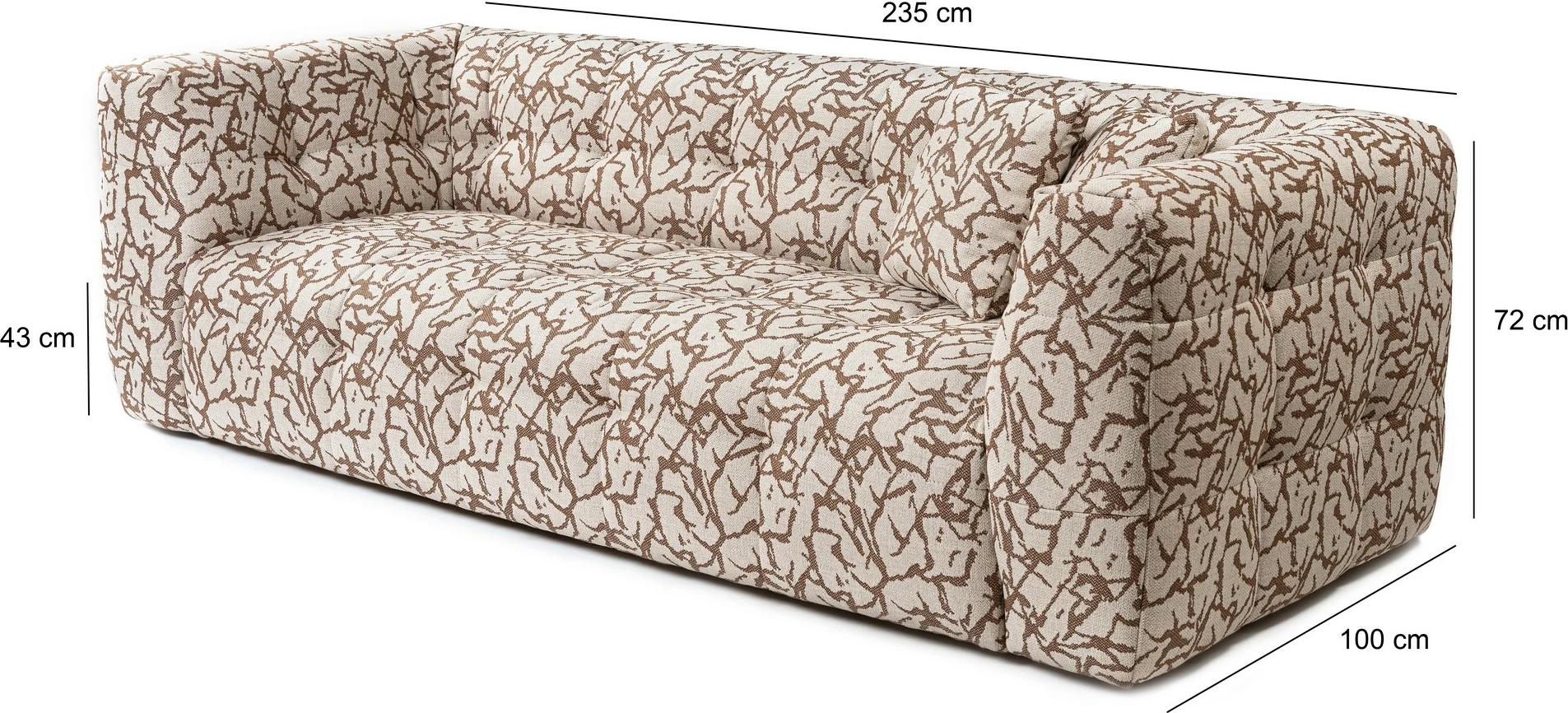 Divan treshe Atelier del Sofa, Cady, ngjyrë tan