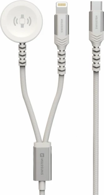 Karikues 2 in 1 Swissten Apple Watch dhe Lightning, USB-C, 1.2 m