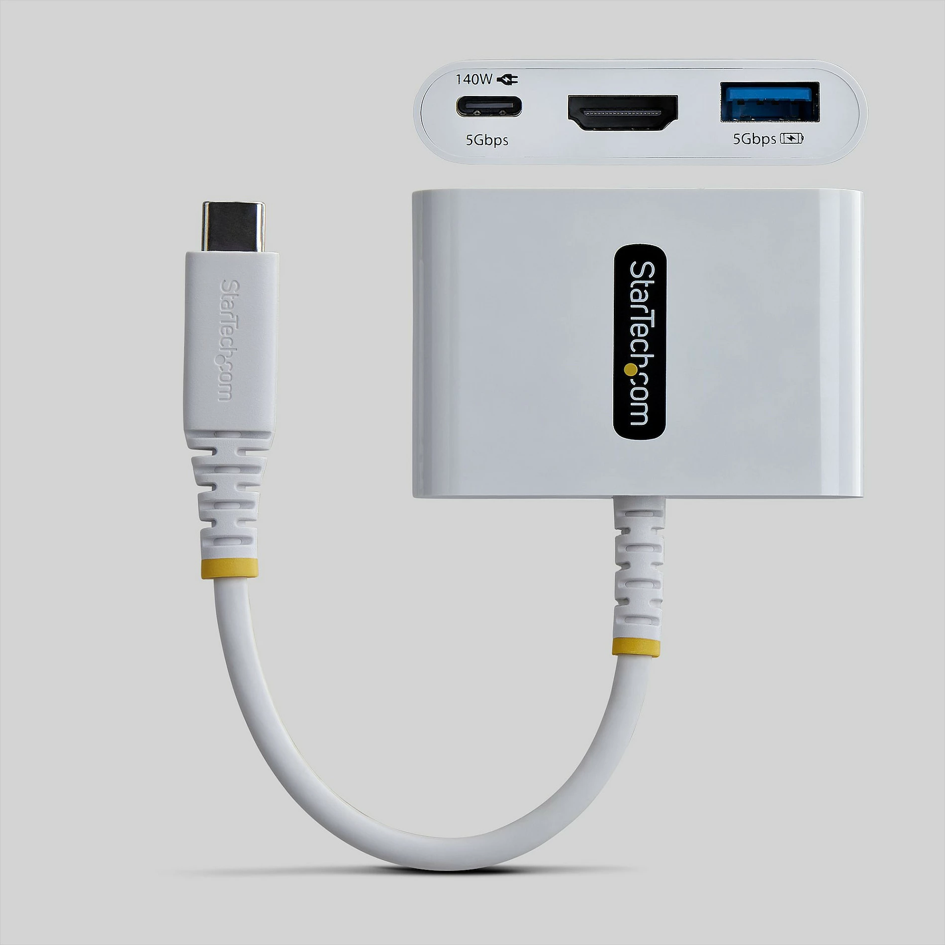 Adapter multiport USB-C në HDMI StarTech, 4K 60Hz, Hub USB 5Gbps, PD 140W, i bardhë