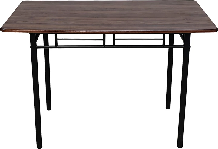 Tavolinë me karrige Roza, 5 copë, MDF ngjyrë arre, këmbë metalike të zeza, 110x60x75cm