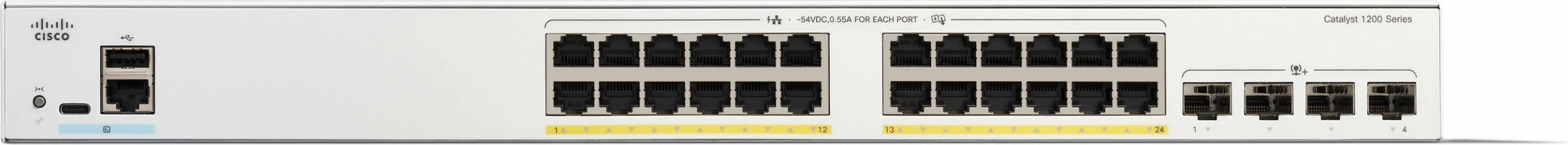 Switch Cisco Catalyst C1200-24FP-4X, 24 porta GE, PoE, 4x10GE SFP+, i bardhë