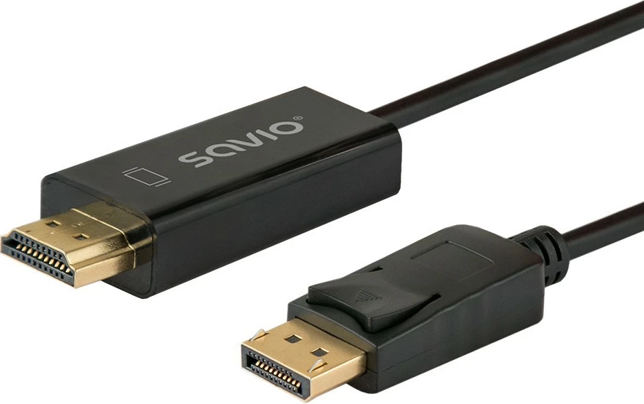 Kabllo adapter Savio CL-183 DisplayPort në HDMI, 1.5m, e zezë
