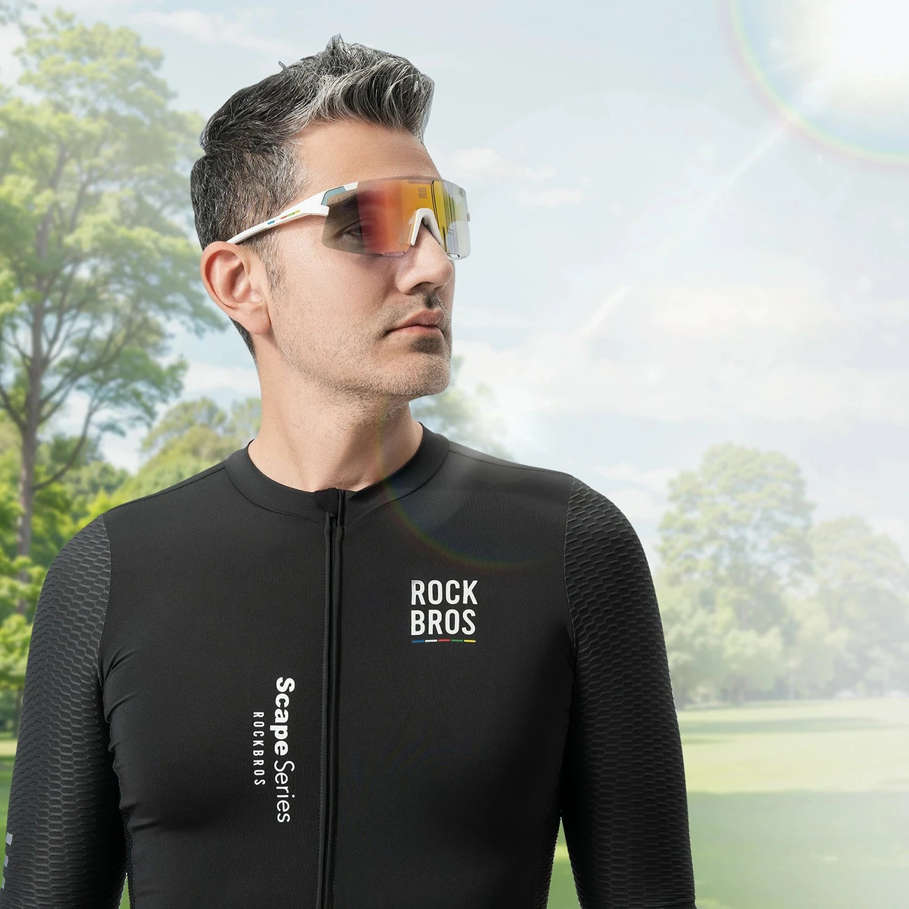 Syze çiklizmi Rockbros SP338 Road To Sky, 3 lente të ndërrueshme, UV400, insert për dioptri, gri, set