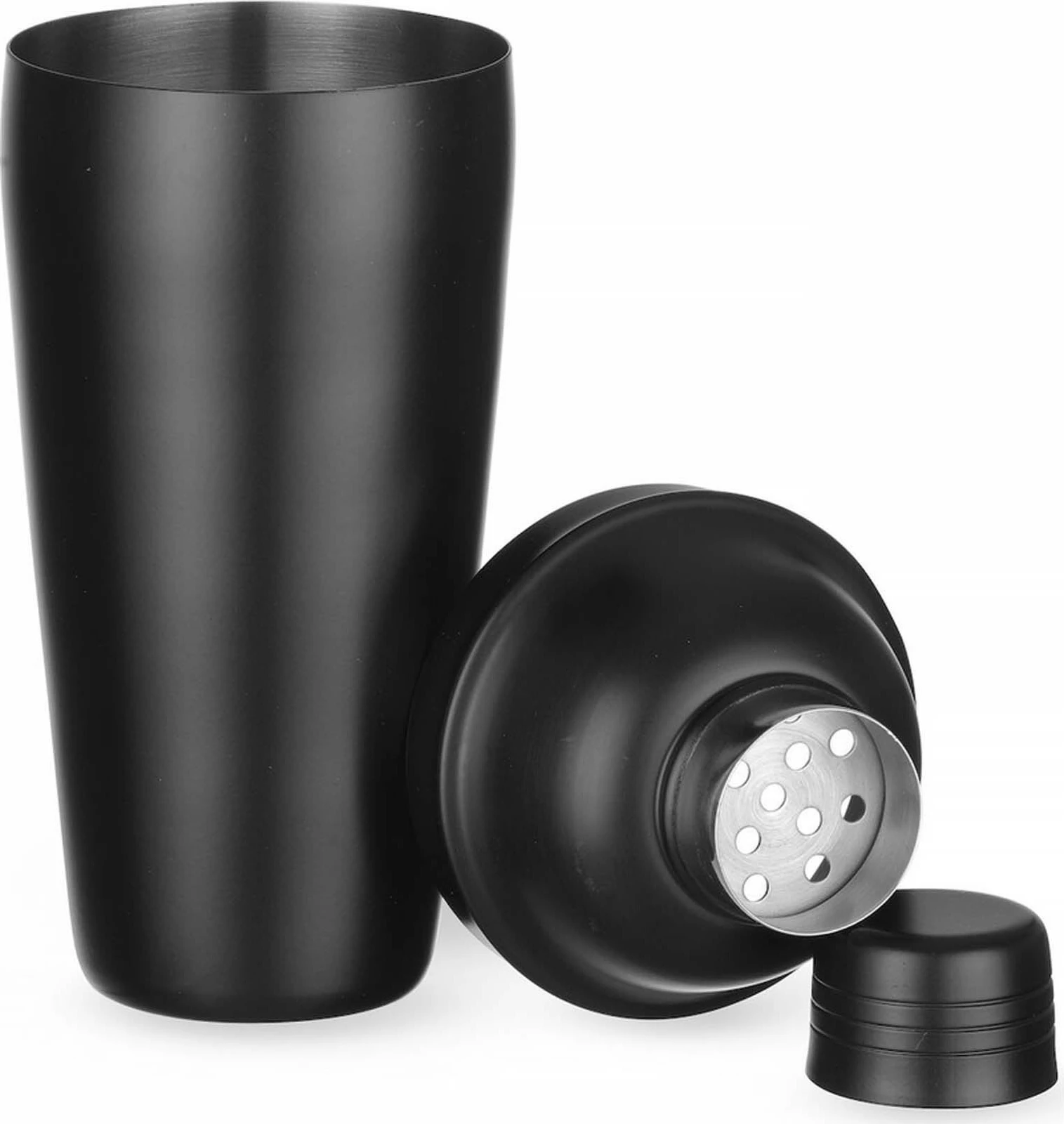Shaker koktejesh 3-pjesesh, Bar Up, 795 ml, celik inox, ø85 x 240 mm, me kullese te integruar, e zeze