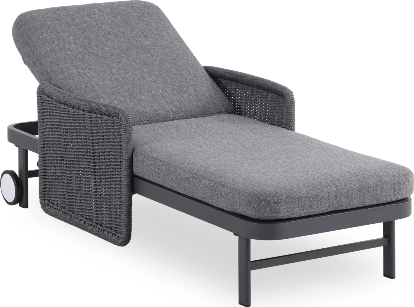 Shezlong alumini, seri Destiny, ngjyrë qymyr, ratan gri, Candeo