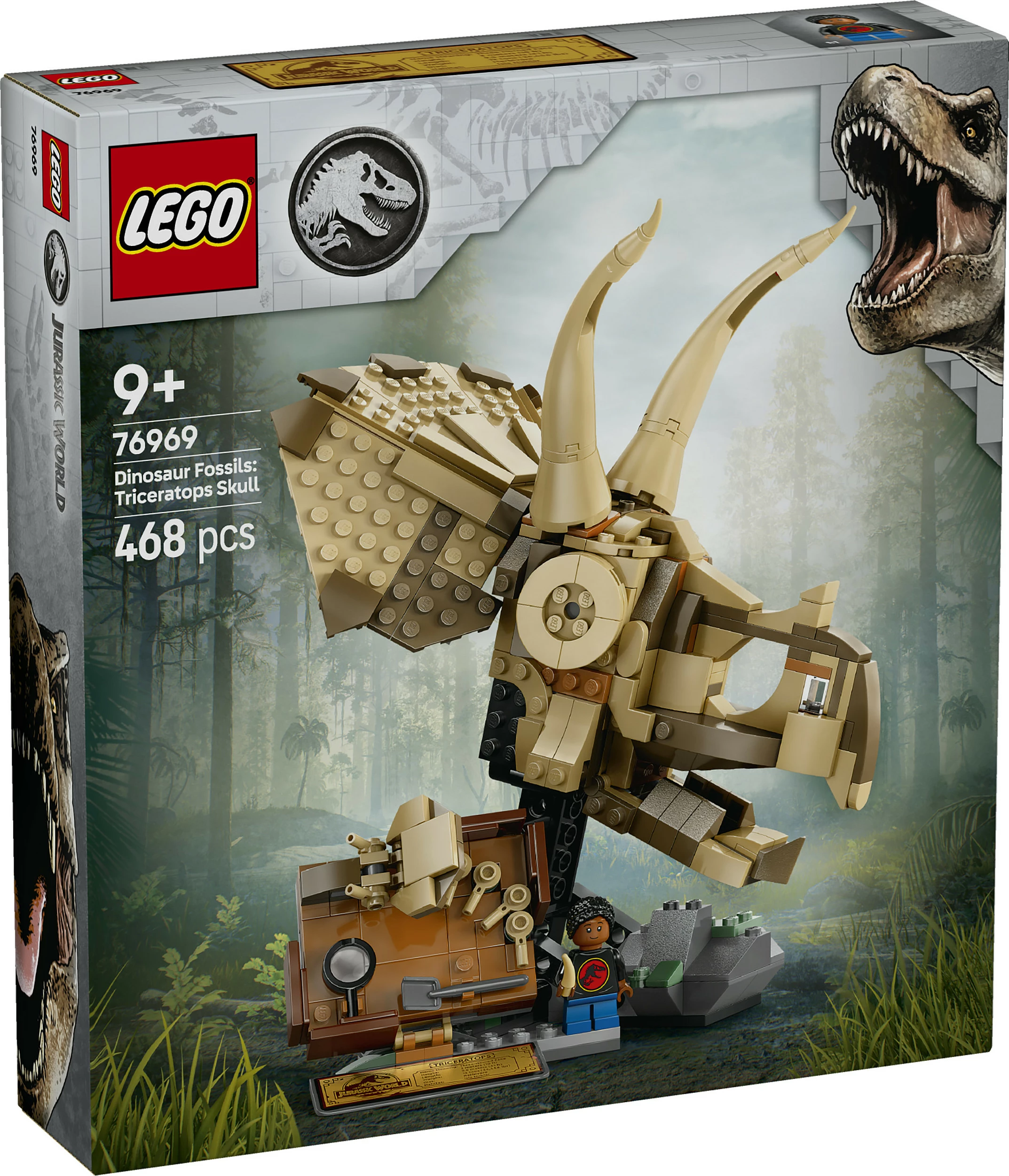 Set ndërtimi LEGO Jurassic World 76969, fosili i Triceratopsit, 468 pjesë, multikolor