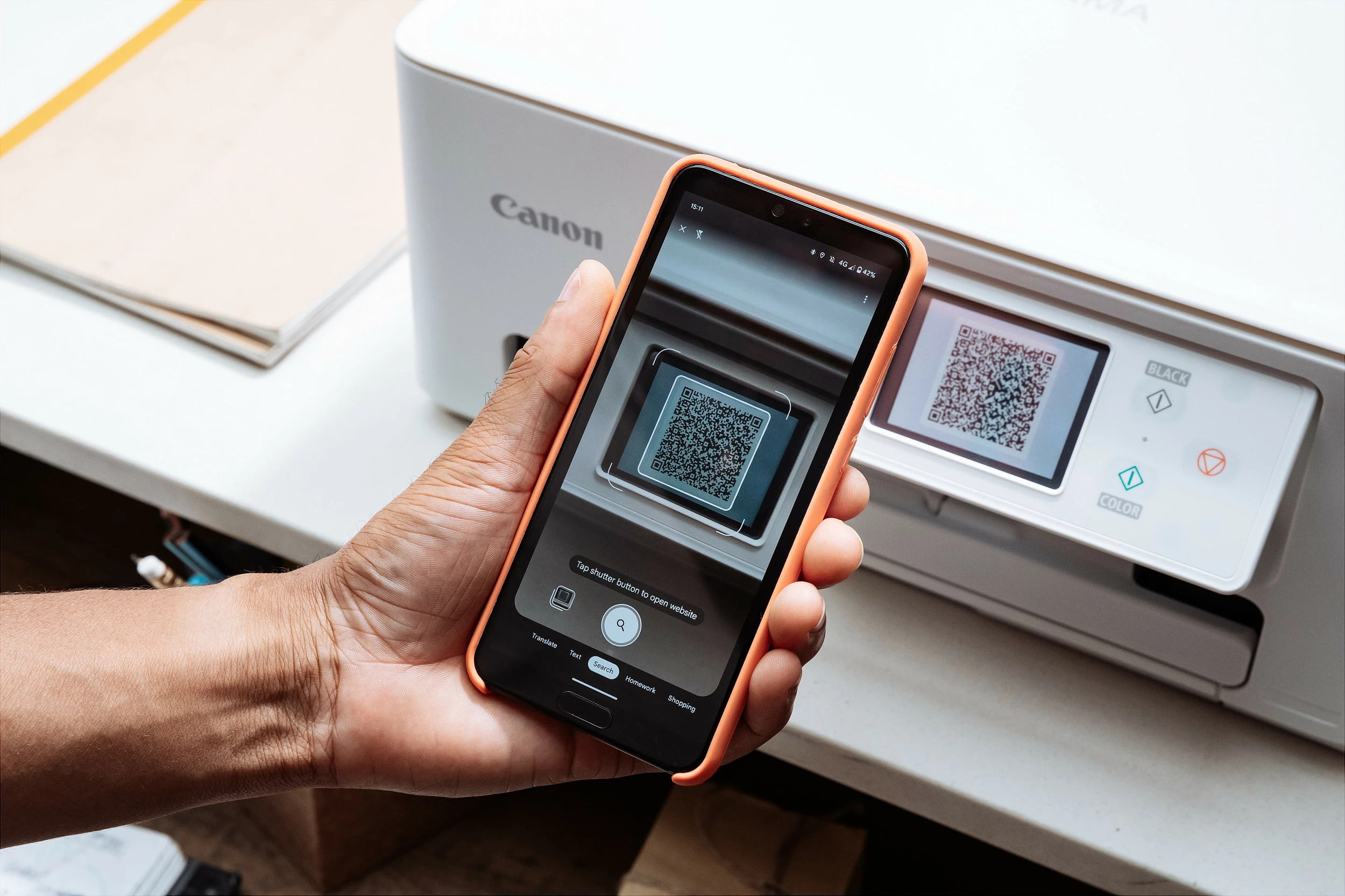 Printer multifunksional Canon PIXMA TS8751, inkjet me ngjyra, A4, Wi‑Fi, duplex, i bardhë