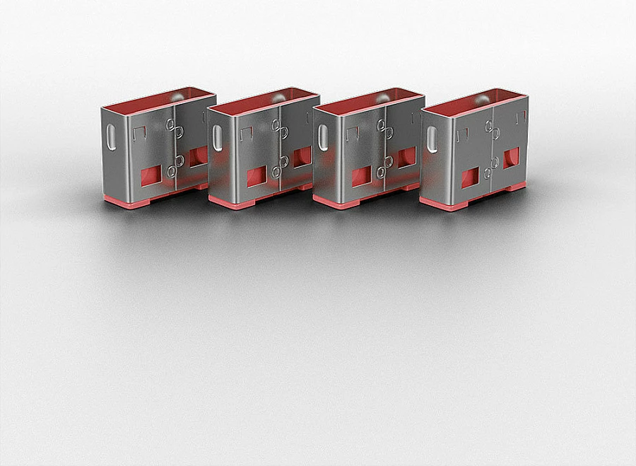 Bllokues porte USB-A LINDY, set 4 bllokues + 1 çelës, kod ngjyre rozë