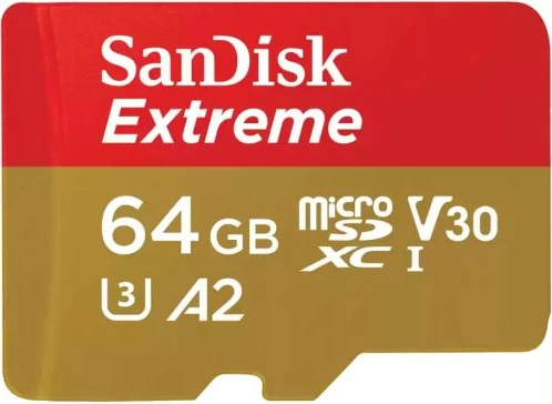 kartelë memorie microSDXC SanDisk Extreme SDSQXAH-064G-GN6MA 64GB UHS-I U3 V30 A2 C10 deri 170MB/s lexim deri 130MB/s shkrim, me adapter SD