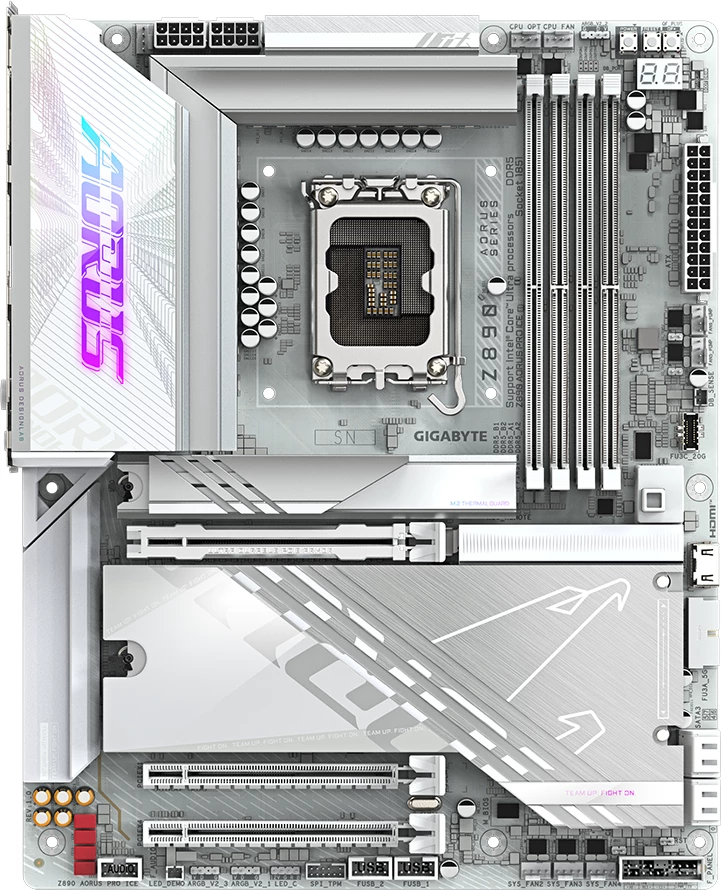 Pllakë amë GIGABYTE Z890 AORUS PRO ICE, LGA1851, ATX, 4x DDR5, Wi‑Fi 7, e bardhë