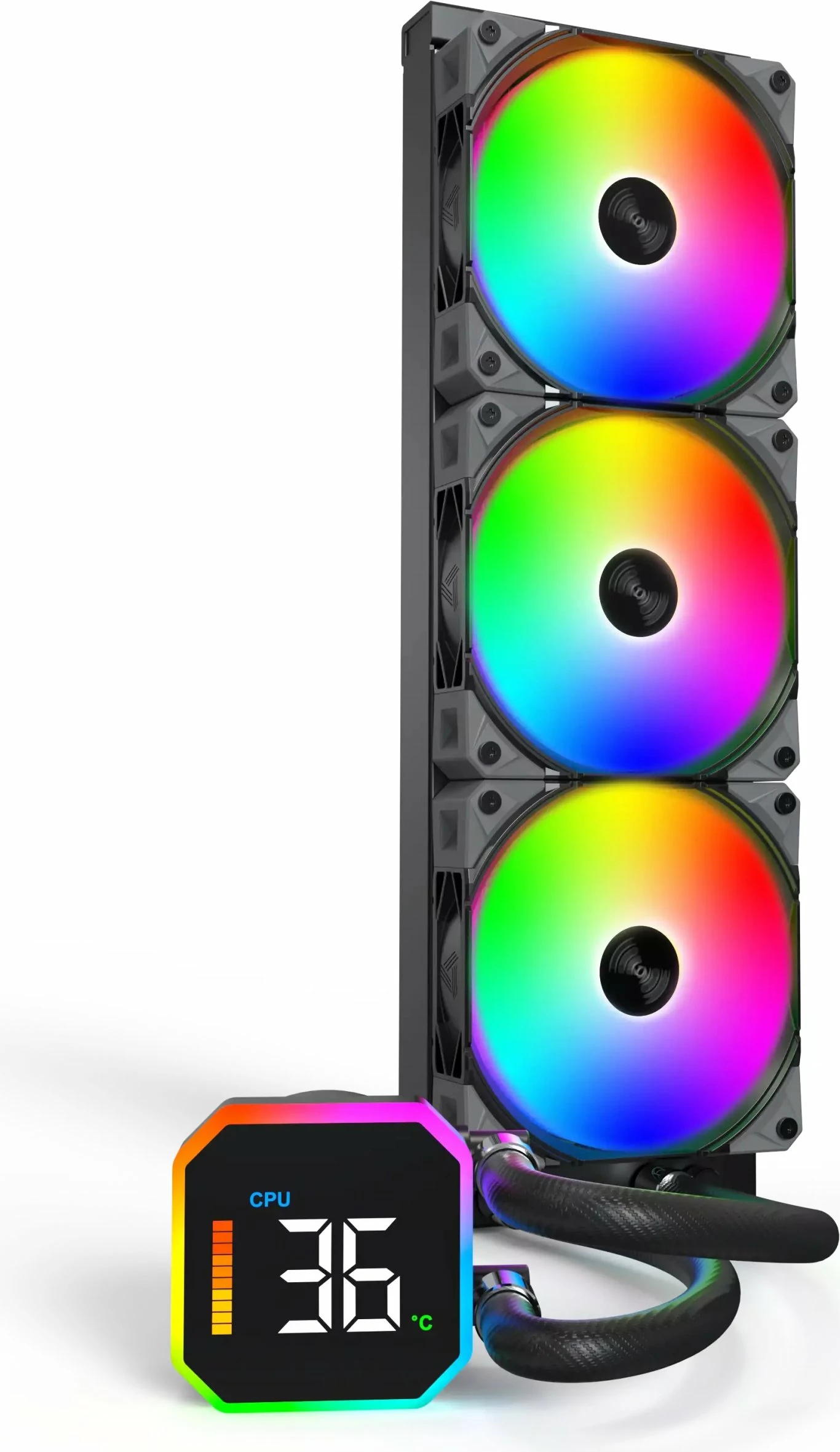 Ftohës uji AIO Montech HyperFlow Digital 360, LCD, 3x120mm ARGB, i zi