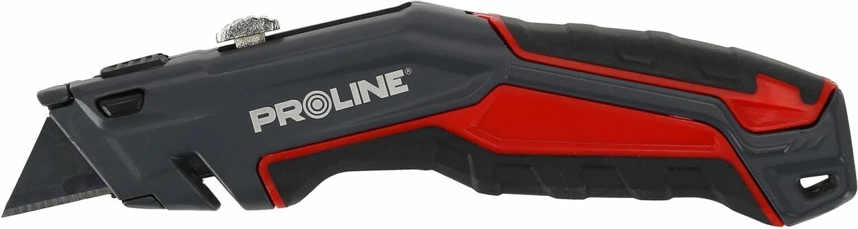 Thikë prerëse universale PROLINE 30322, teh i zëvendësueshëm 60 mm, mbajtëse për 3 tehe rezervë, e zezë/kuqe