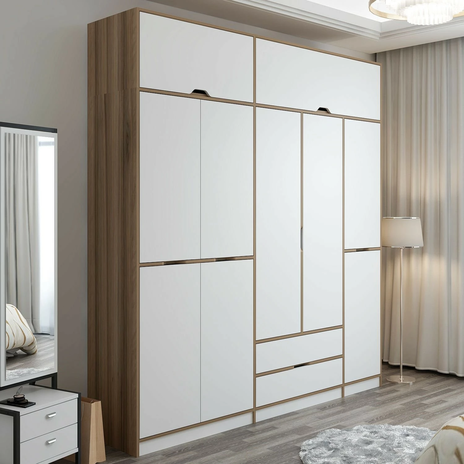 Dollap për rroba, ngjyrë e bardhë dhe dore, Skye Decor Elina - 8913