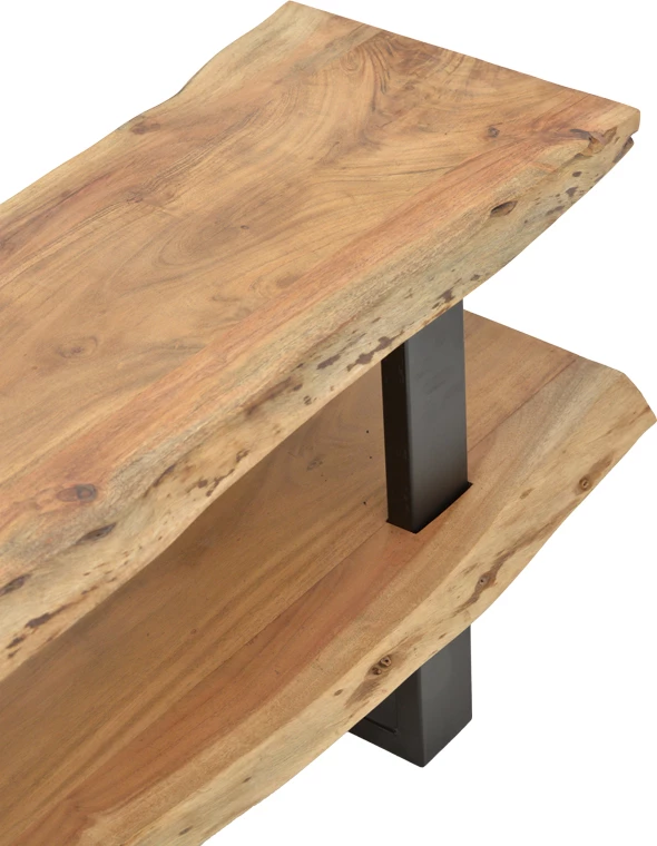 Komodë TV Fuji, dru akacie natyrale, këmbë metalike të zeza, 140x40x52cm