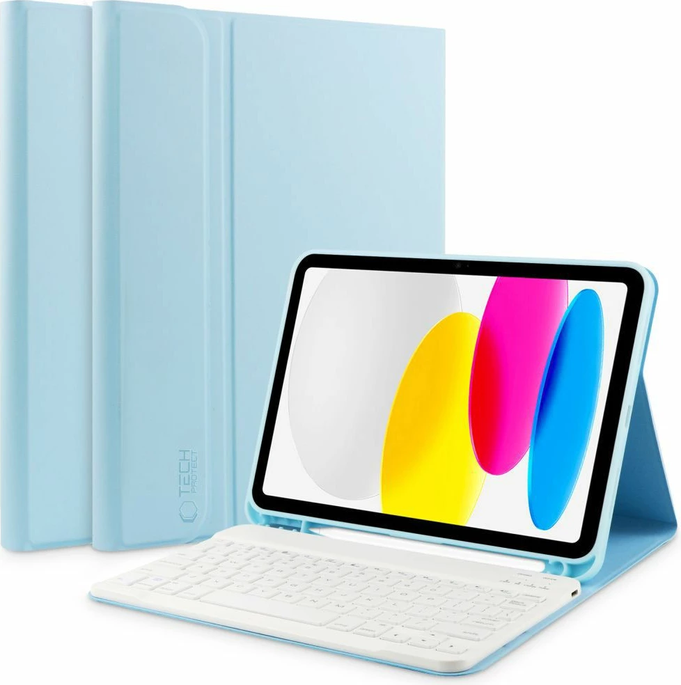 Mbështjellës me tastierë Tech-Protect SC Pen për iPad 10.9" (2022), kaltër e lehtë