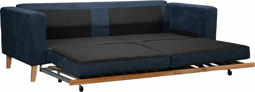 Krevat-sofë treshe, ngjyrë blu lino 89, 218x85x87 cm